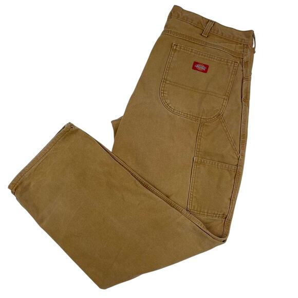 Vintage Faded Tan Brown Distressed Dickies Carpenter Workwear Pants Size 38 - Picture 1 of 7